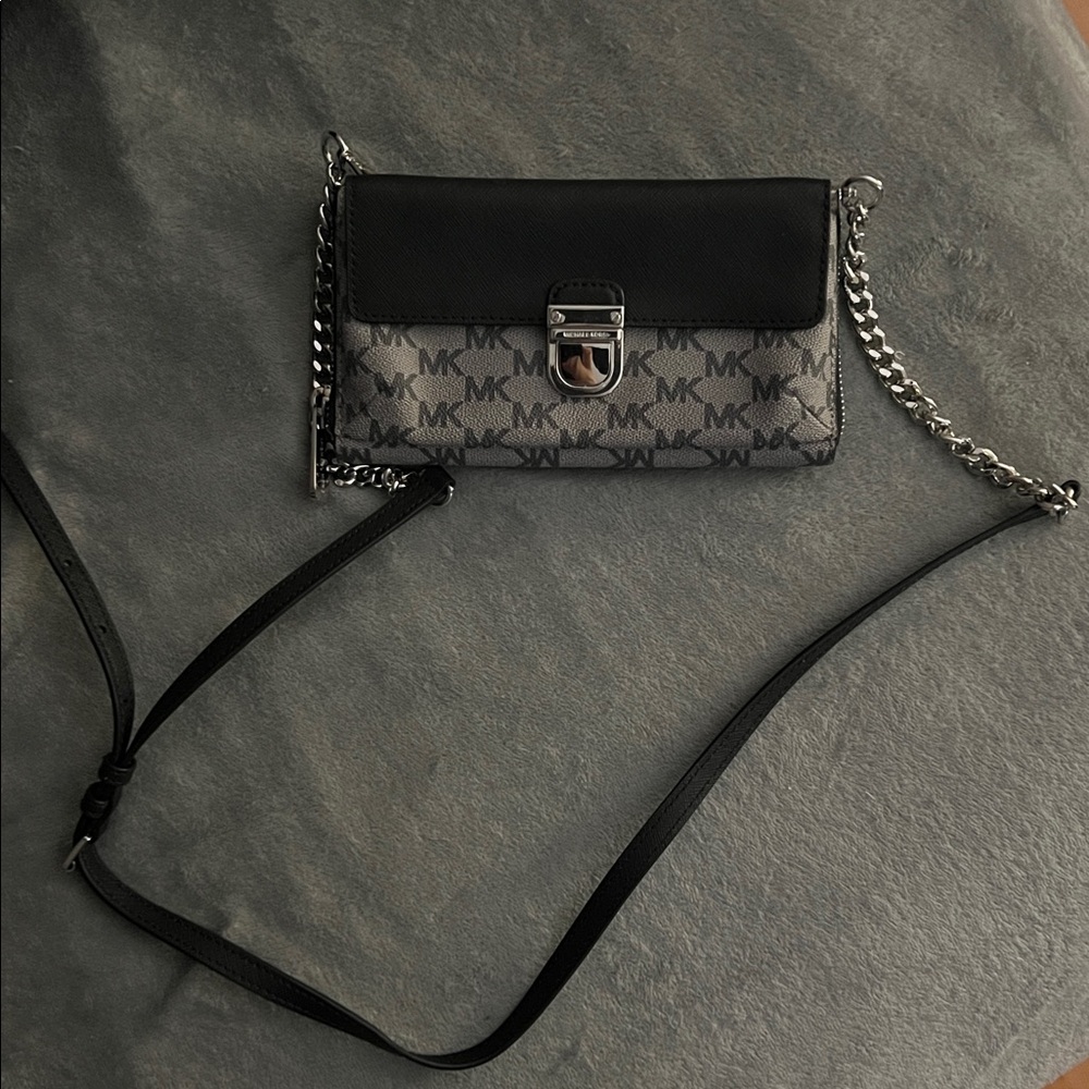 Michael Kors Black and Gray Logo Crossbody